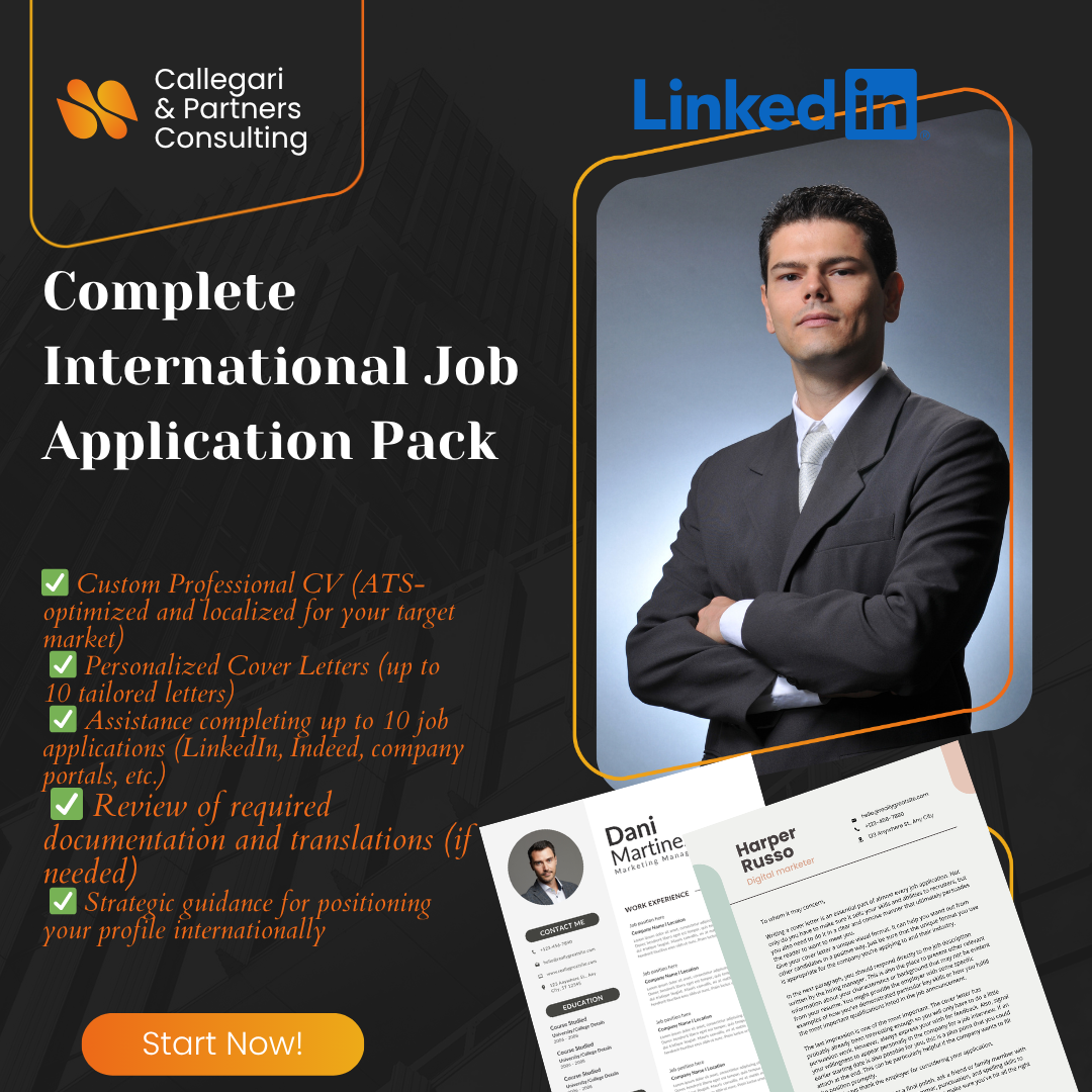 Complete International Job Application Pack By Callegari & Partners Consulting